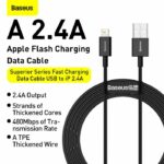 Krovimo laidas Baseus Lightning Superior Cable 2.4A CALYS-C01 – Juodas – 2m